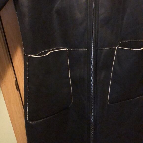 DKNY faux fur long lined zip up hooded jacket size large NWT - Picture 3 of 12